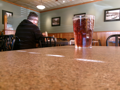 Apple Juice Glass with man