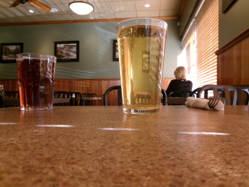 Apple Juice Glass with Woman